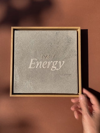 FUCK IT ENERGY - SILBERGRAU - ORIGINAL LEINWAND AUS CANVAS 20 x 20 CM - MIT SCHATTENFUGENRAHMEN