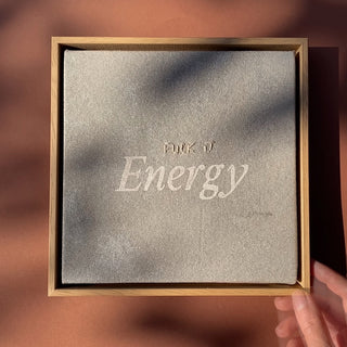 FUCK IT ENERGY - SILBERGRAU - ORIGINAL LEINWAND AUS CANVAS 20 x 20 CM - MIT SCHATTENFUGENRAHMEN