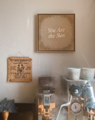 YOU ARE THE SUN - ORIGINAL LEINWAND AUS CANVAS 30 x 30 CM - MIT SCHATTENFUGENRAHMEN