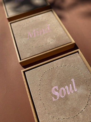 BODY, MIND & SOUL - 3 ORIGINAL LEINWÄNDE AUS CANVAS 20 x 20 CM - MIT SCHATTENFUGENRAHMEN