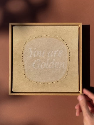 YOU ARE GOLDEN - ORIGINAL LEINWAND AUS CANVAS 20 x 20 CM - MIT SCHATTENFUGENRAHMEN