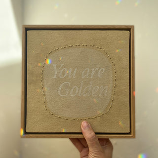 YOU ARE GOLDEN - ORIGINAL LEINWAND AUS CANVAS 20 x 20 CM - MIT SCHATTENFUGENRAHMEN