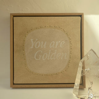 YOU ARE GOLDEN - ORIGINAL LEINWAND AUS CANVAS 20 x 20 CM - MIT SCHATTENFUGENRAHMEN
