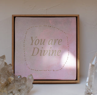 YOU ARE DIVINE - ORIGINAL LEINWAND AUS CANVAS 20 x 20 CM - MIT SCHATTENFUGENRAHMEN