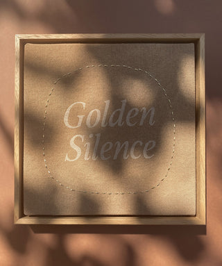 GOLDEN SILENCE - ORIGINAL LEINWAND AUS CANVAS 20 x 20 CM - MIT SCHATTENFUGENRAHMEN